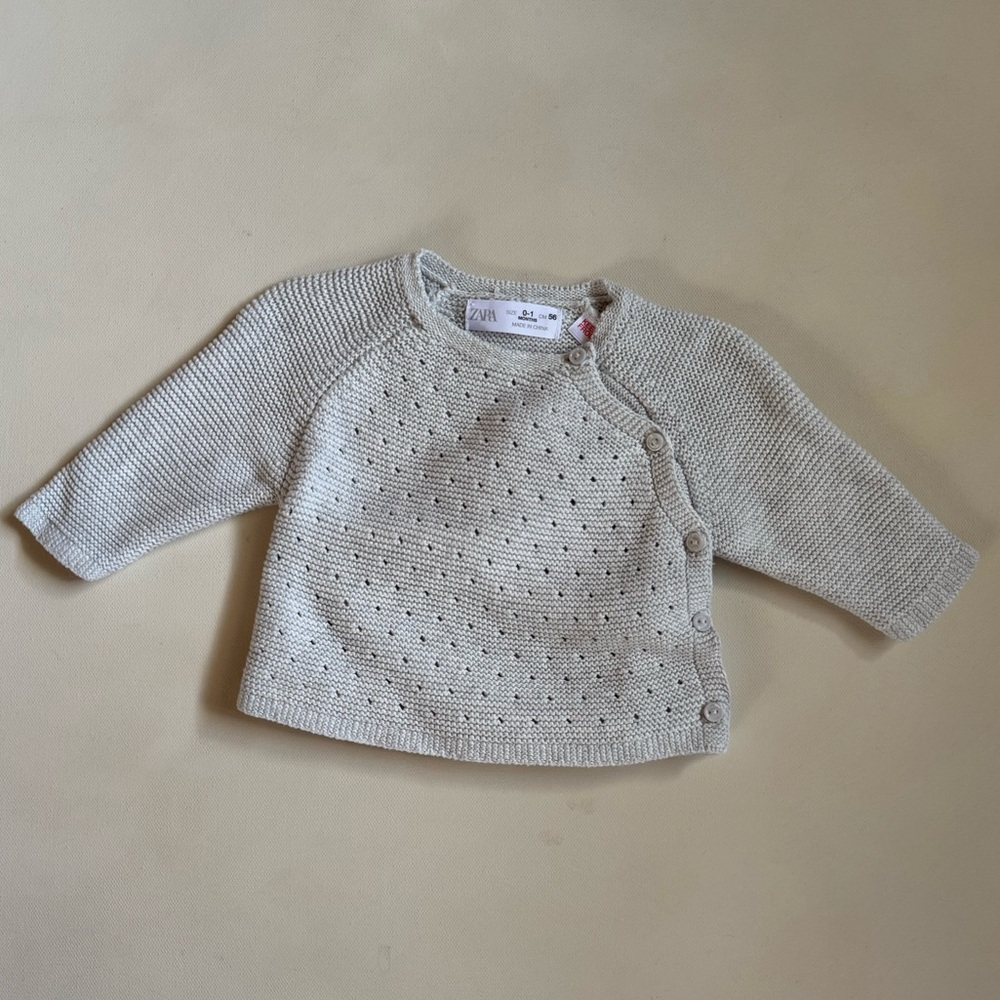Zara gray knit long sleeve sweater 0-1 month